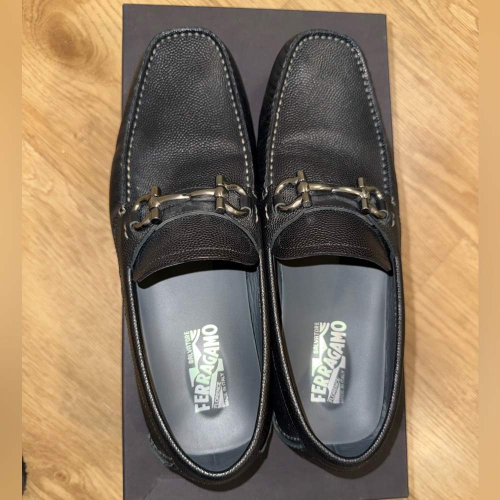 Ferragamo Logo Plaque Slip-On Loafers